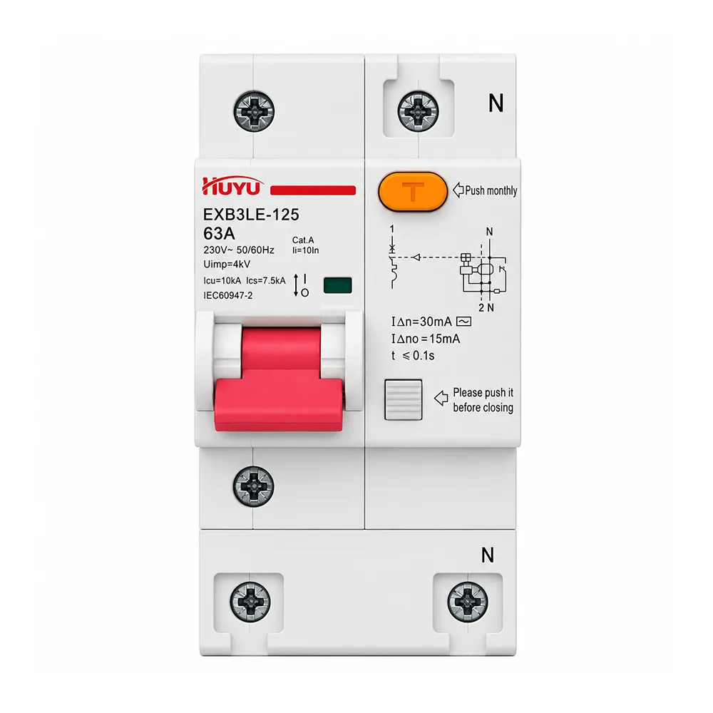 EXB3LE-125 - 125A RCBO Breaker 1P+N to 4P,Type AC