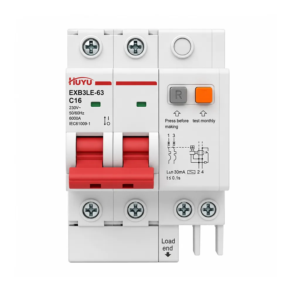 EXB3LE-63 RCBO,63A 30mA 100mA 300mA ,1P+N to 4P,Type AC B/C/D