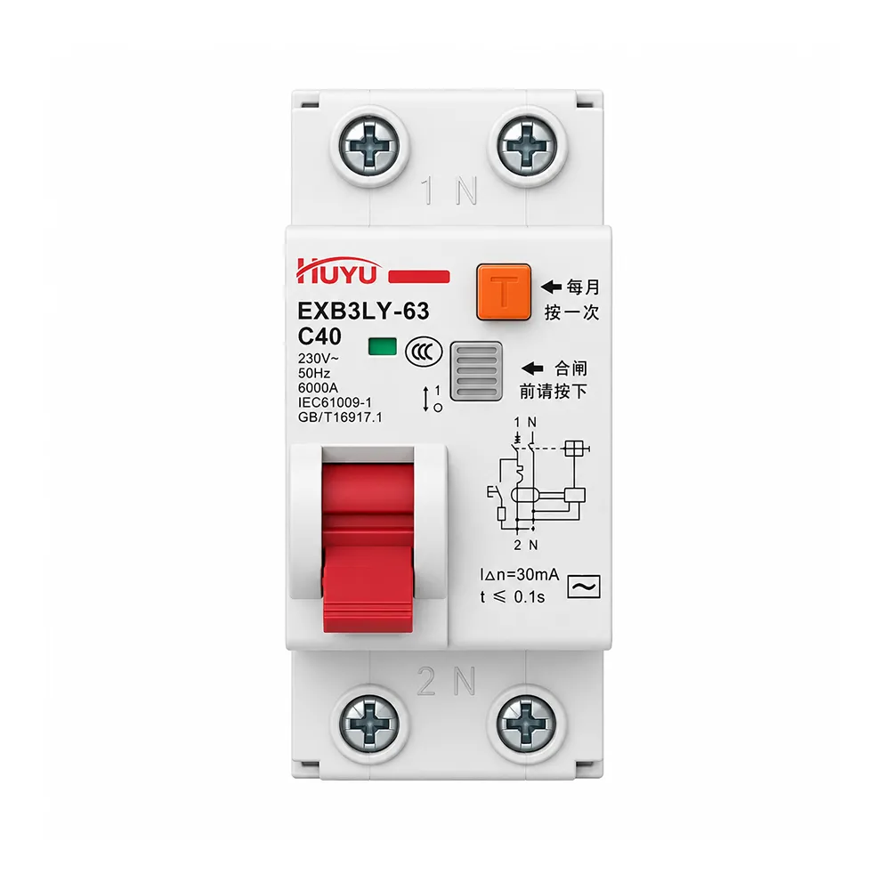 EXB3LY-63 RCBO - 63A 30mA 50mA,1P+N,Type AC B/C/D