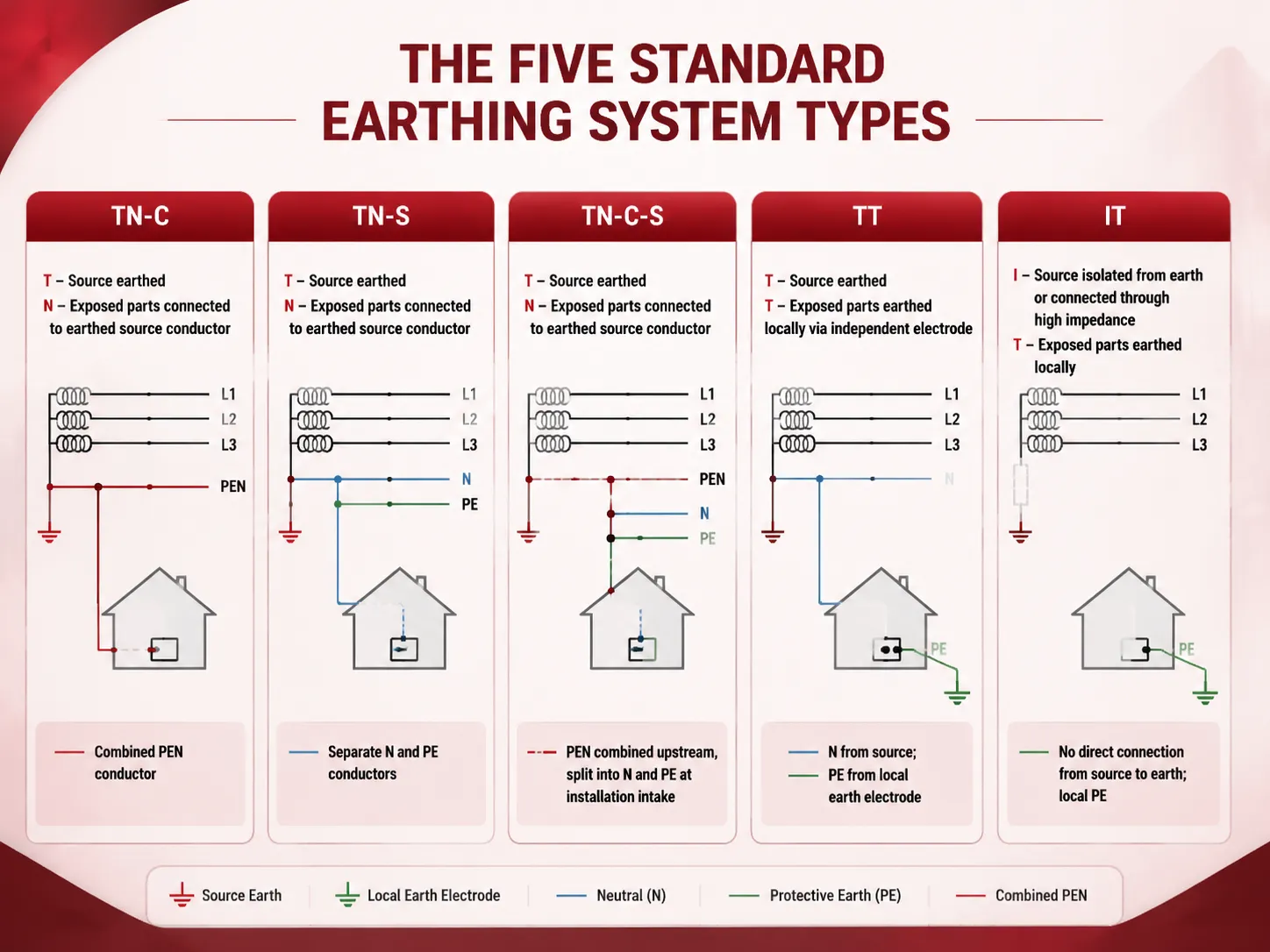 The Five Standard Earthing System Types