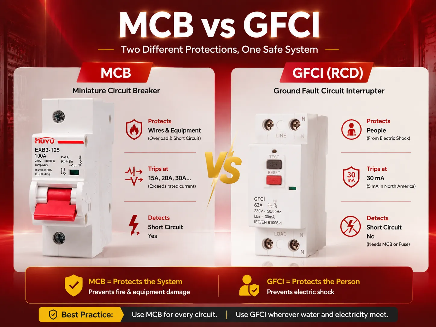 MCB VS GFCI