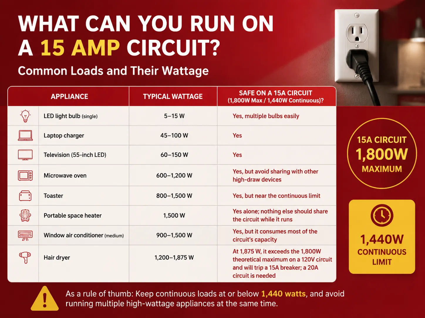 What Can You Run on a 15 Amp Circuit