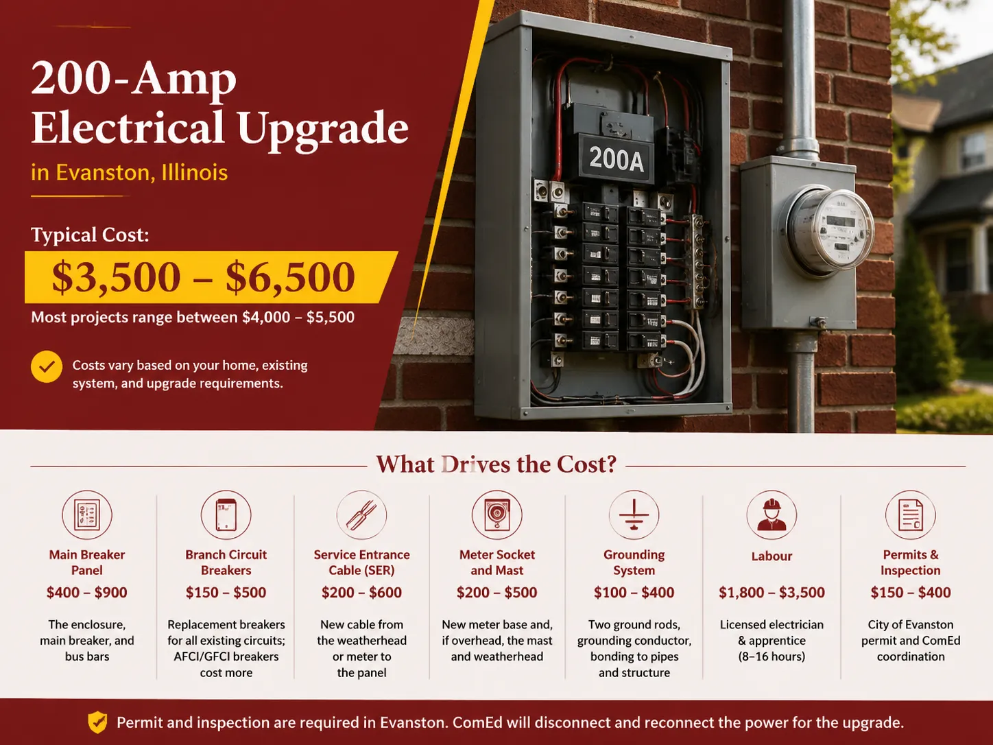 What Drives the Cost of a 200‑Amp Upgrade in Evanston