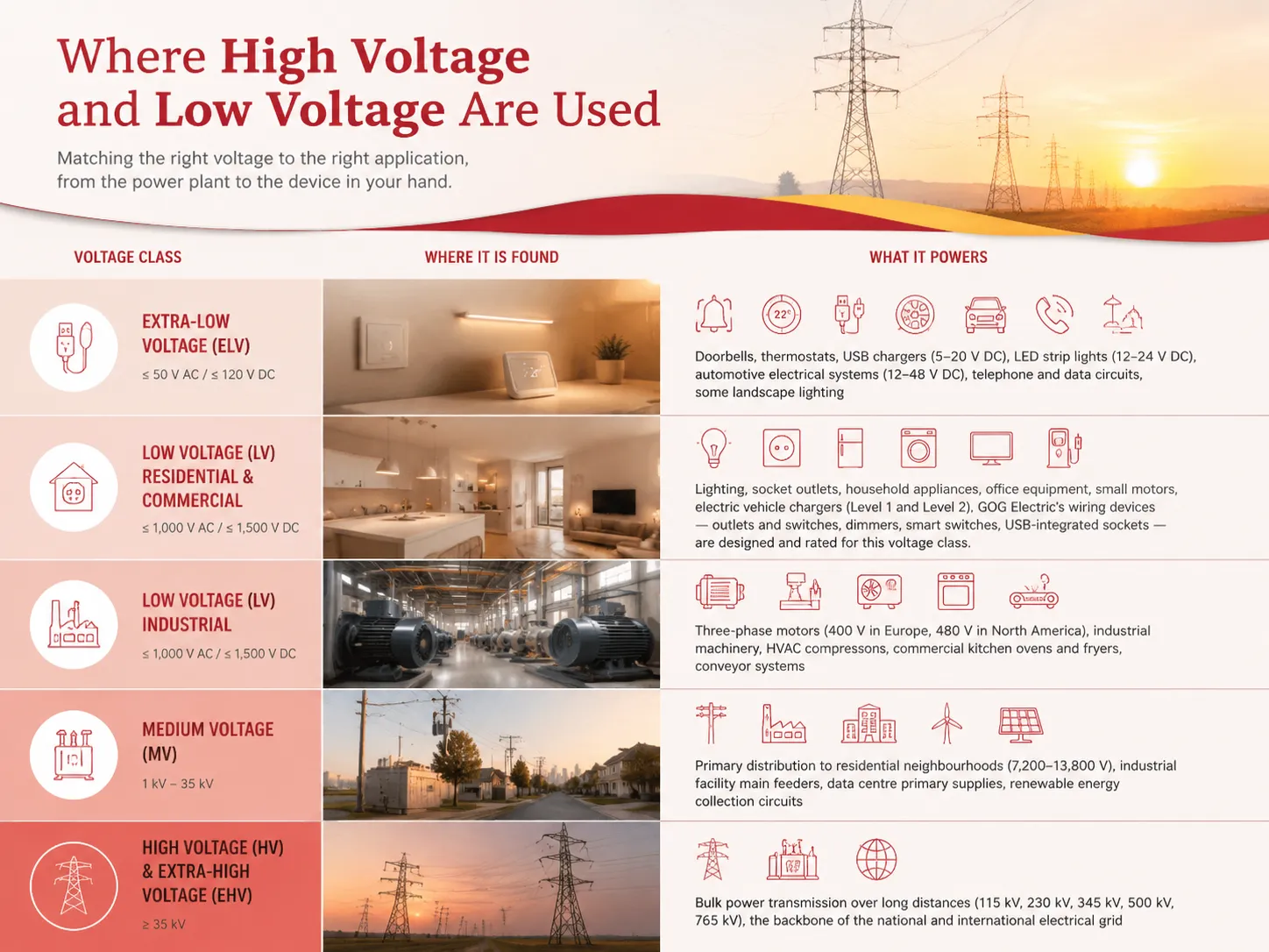 Where High Voltage and Low Voltage Are Used