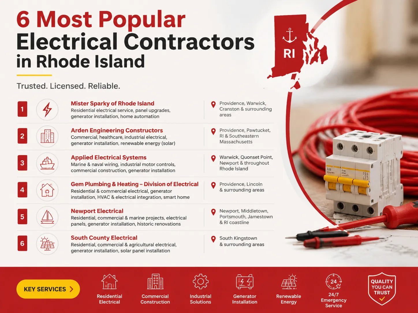 6 Most Popular Electrical Contractors in Rhode Island