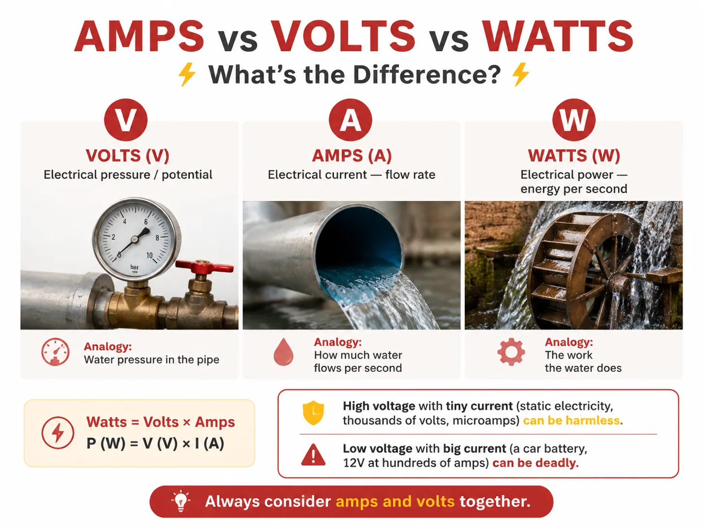 Amps vs Volts vs Watts