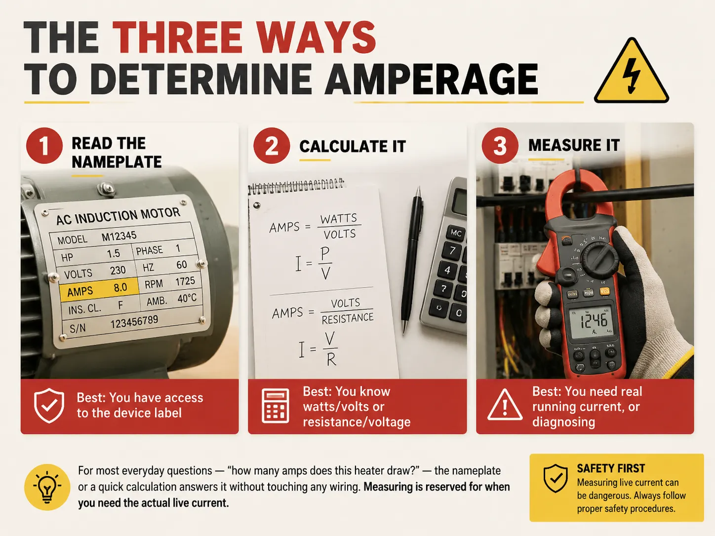 The Three Ways to Determine Amperage