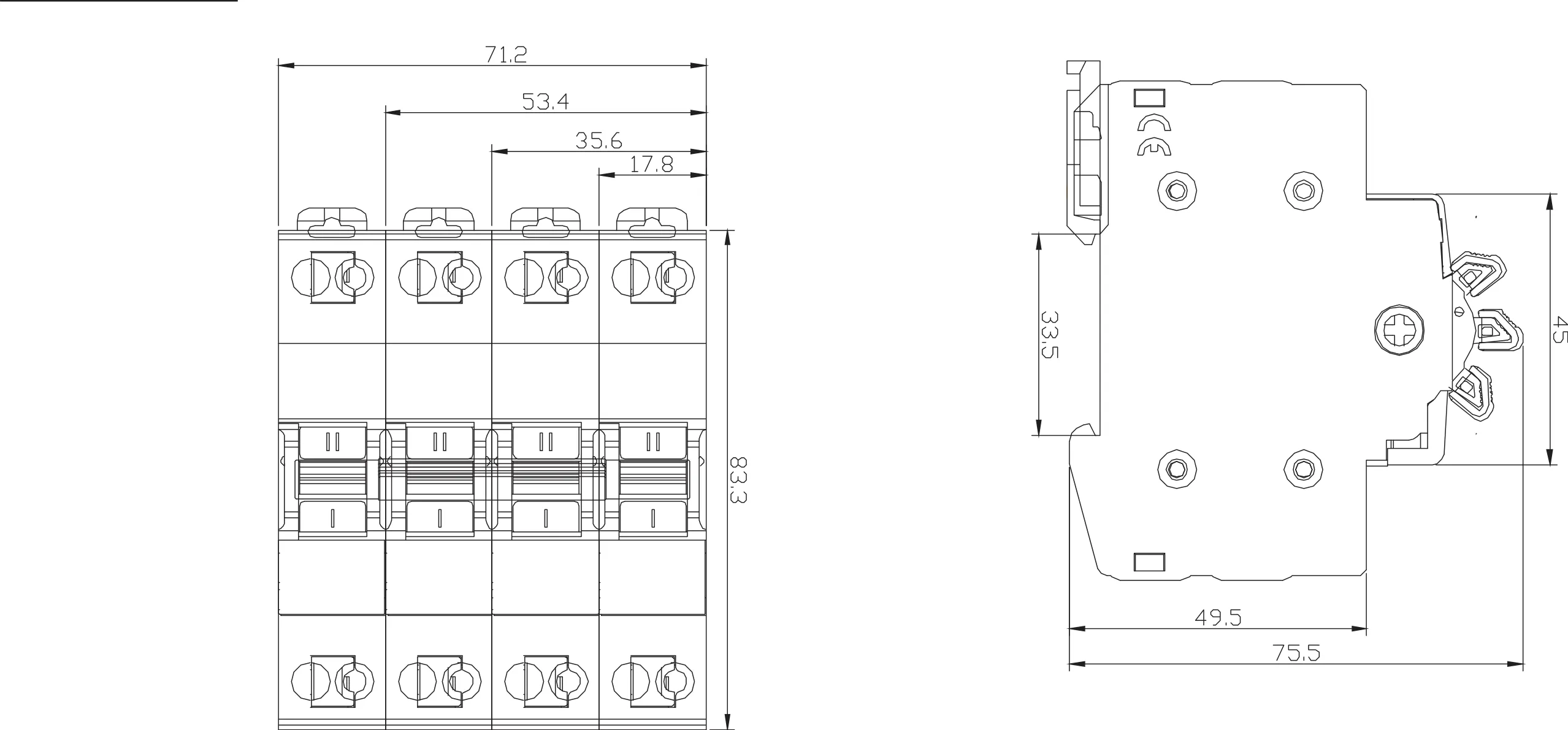 EXBZ7-40 manual transfer switch installation and source labelling