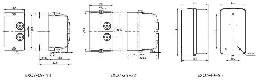 EXQ7 Shape and Installation Dimensions