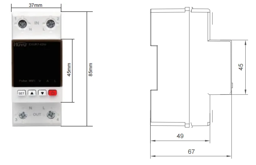 EXUR7-63W Installation Dimension
