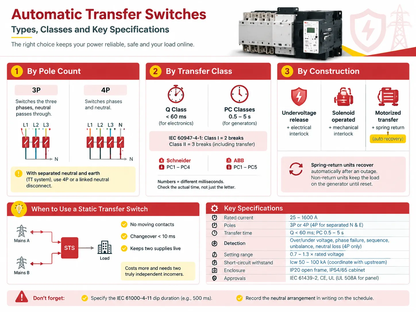 Automatic Phase Changeover Switch Types and classes