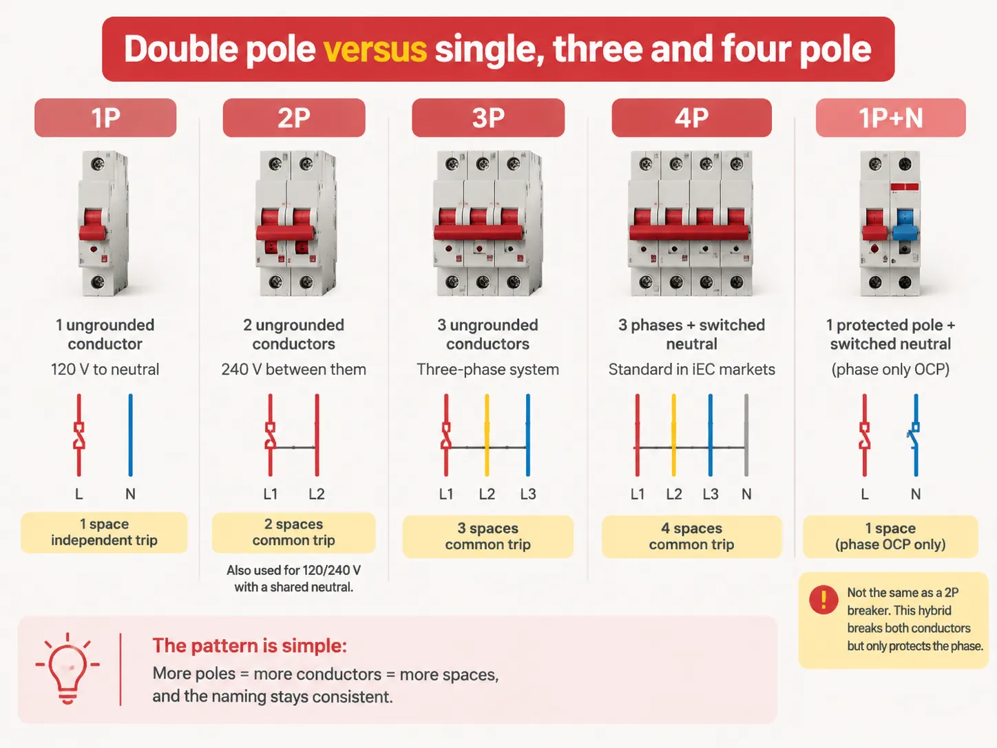 Double pole versus single, three and four pole