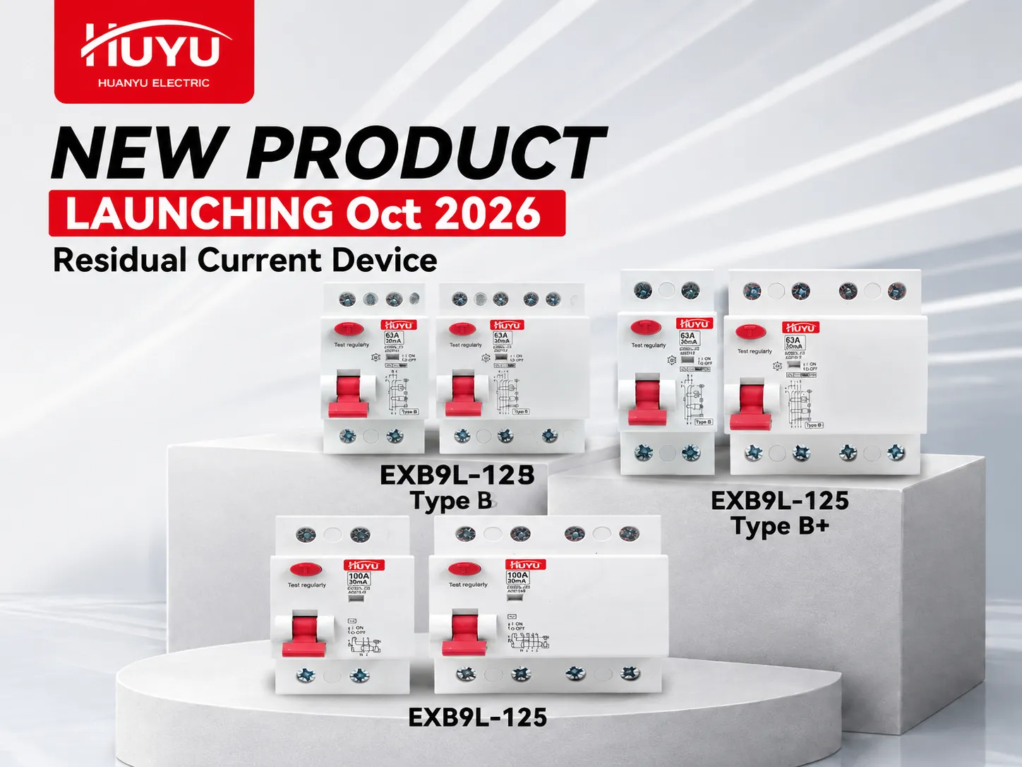 HUYU EXB9L-125 High-Current RCCB for EV Charging