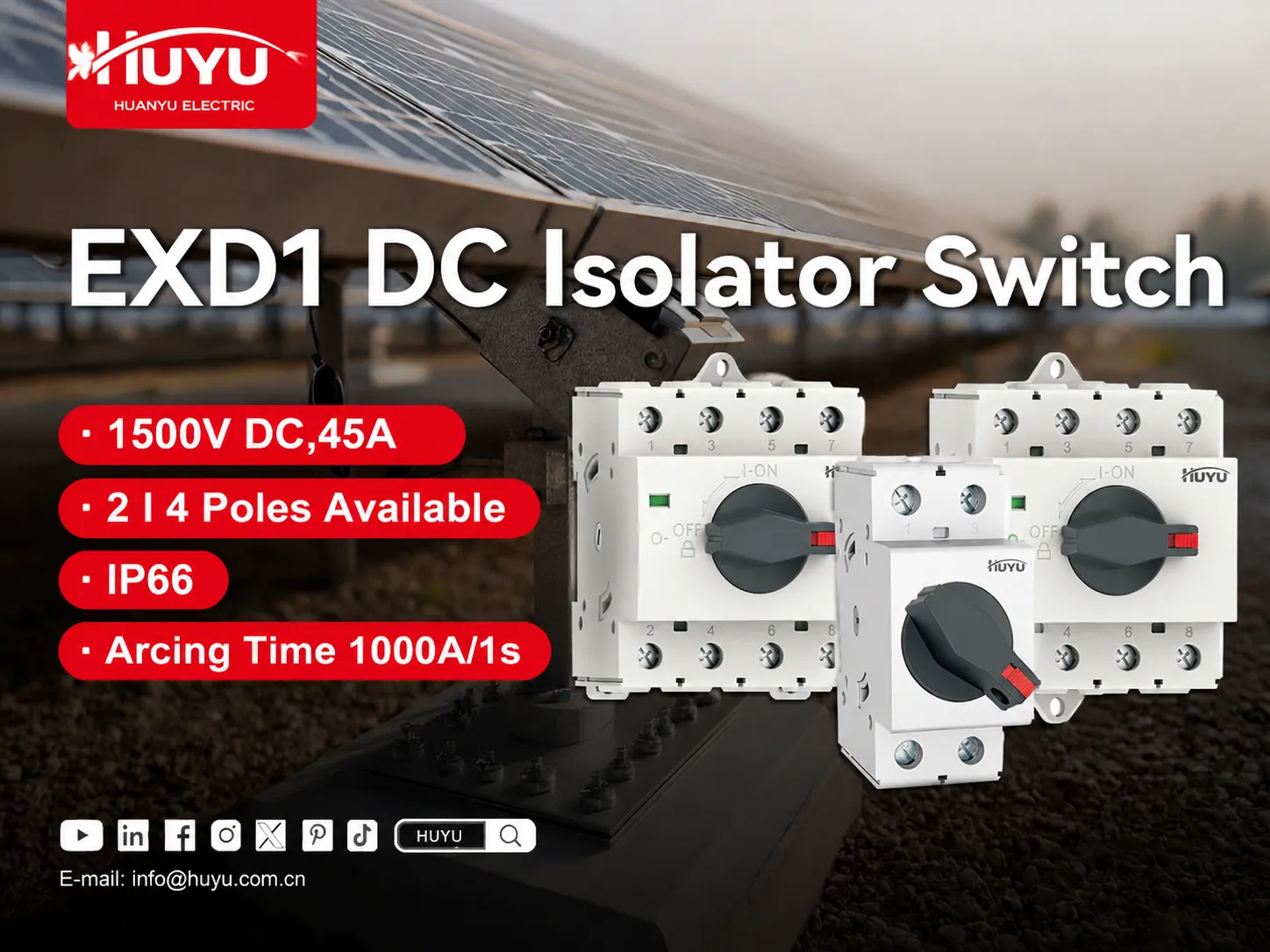 HUYU EXD1 1500V DC Isolator Switch for Solar PV