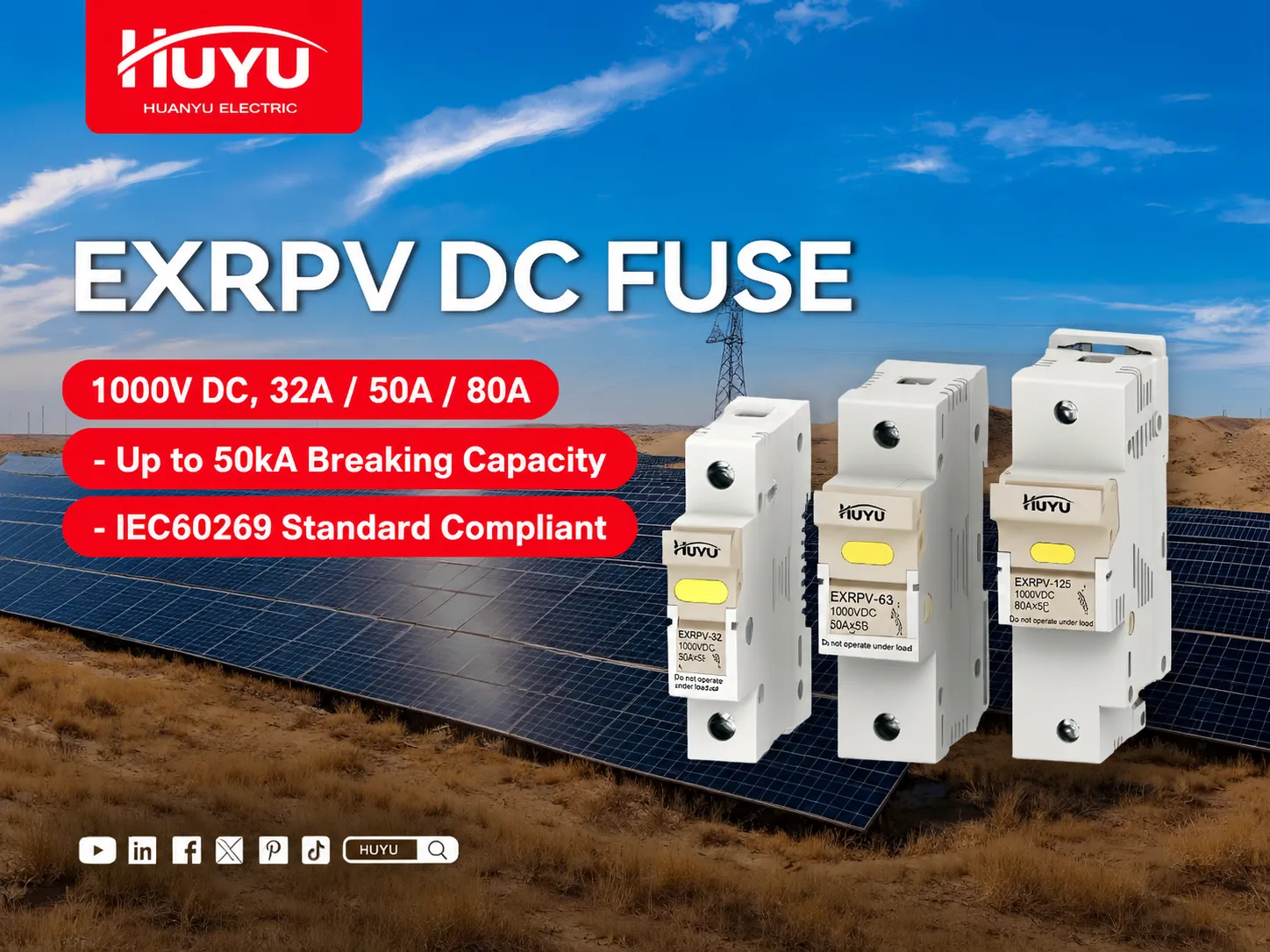 HUYU Electric EXRPV DC Fuse Series for Solar PV