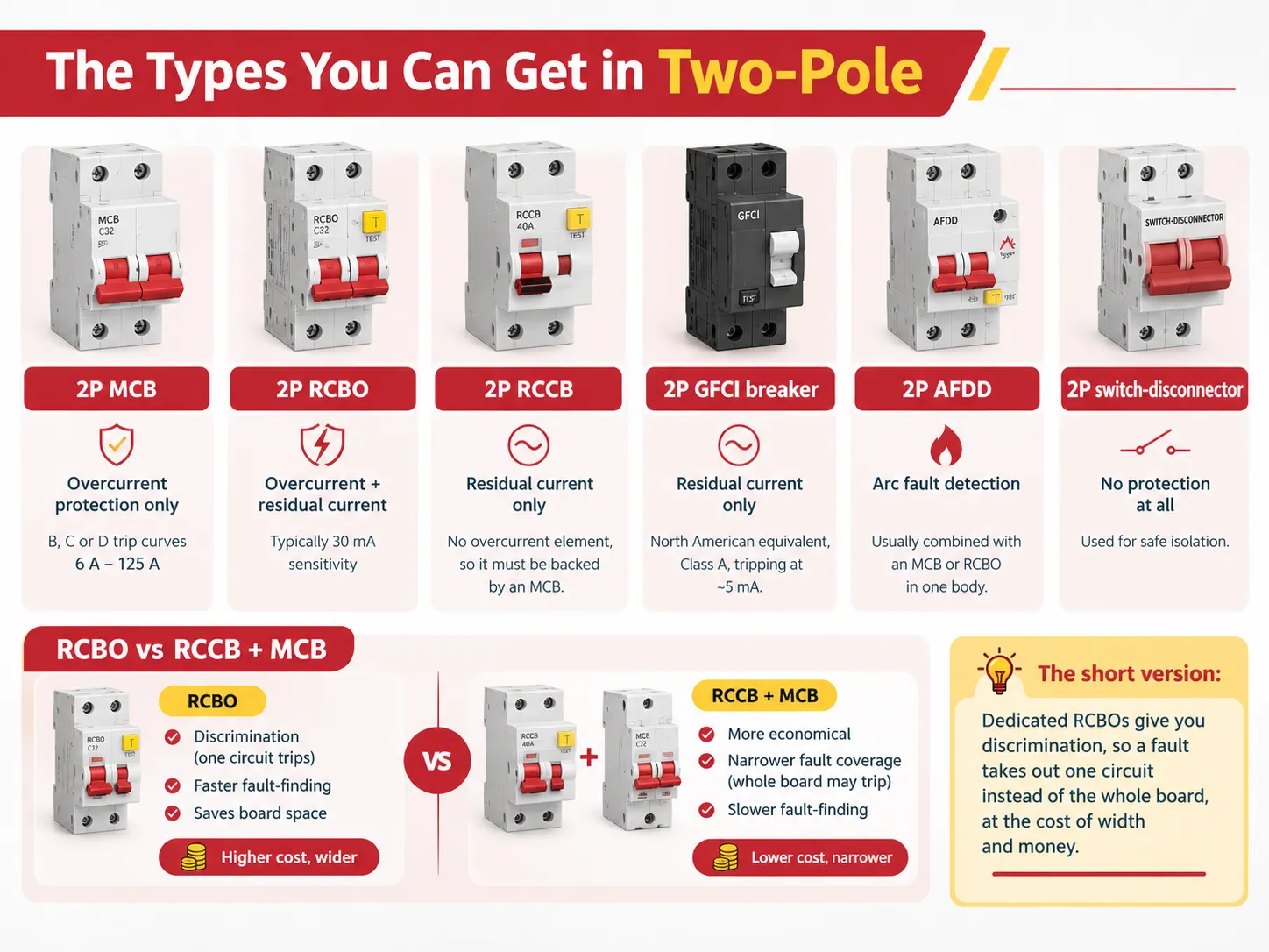The types you can get in two-pole breaker