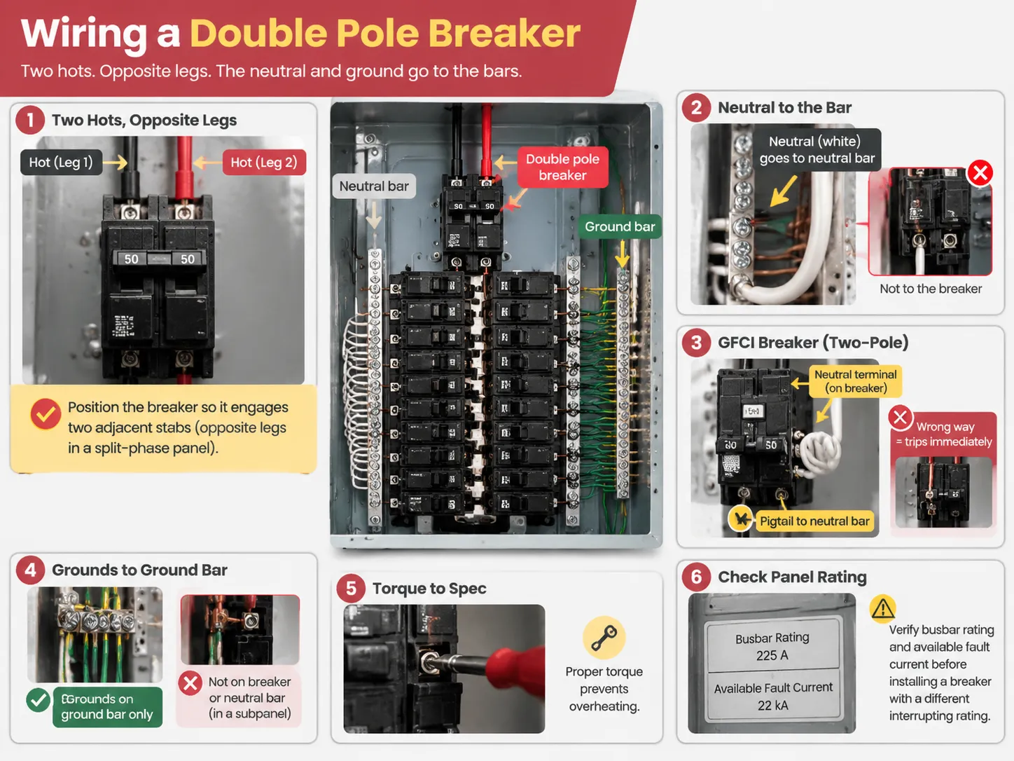 Wiring a double pole breaker