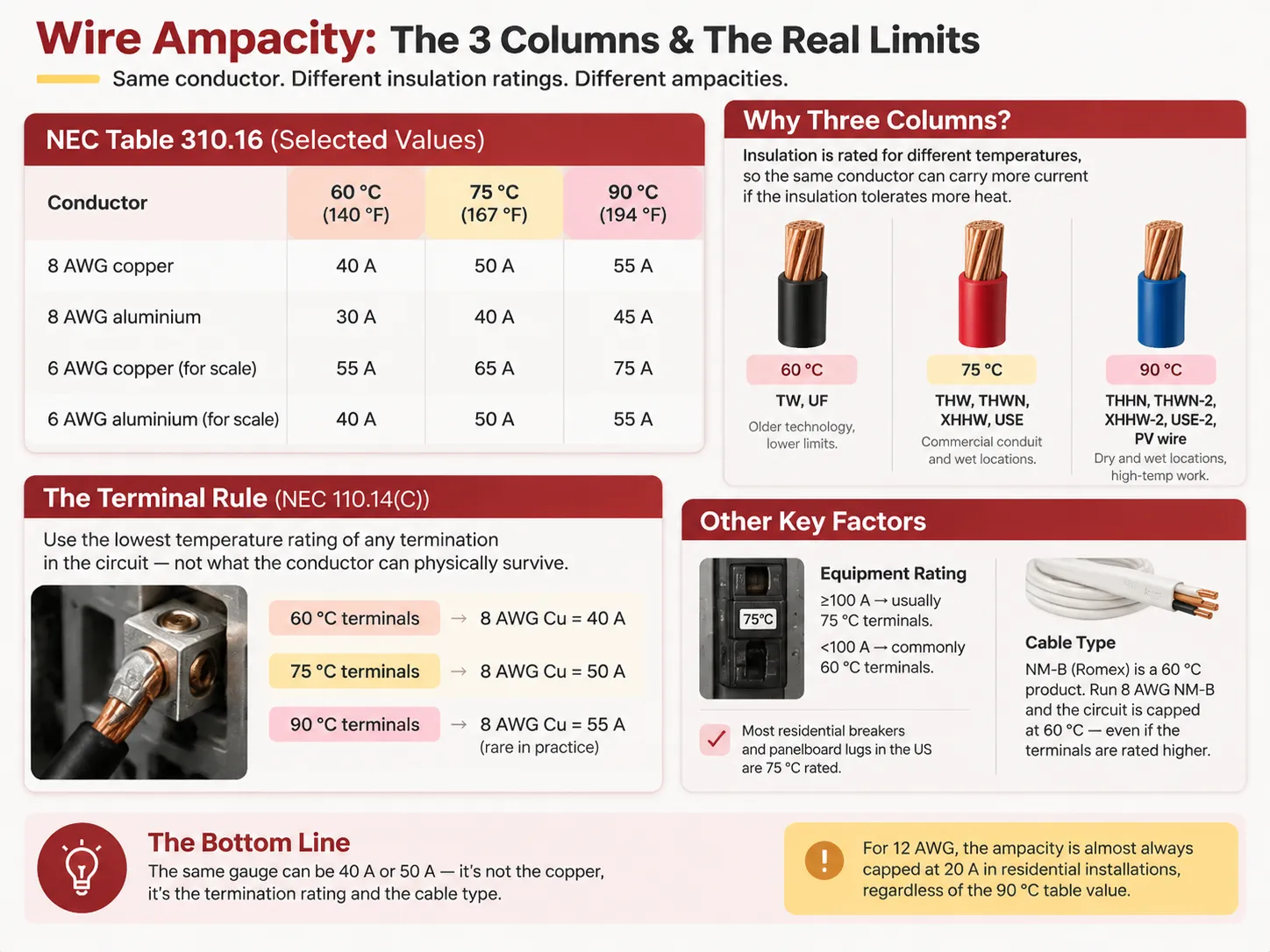 wire ampacity the 3 columns the real limits